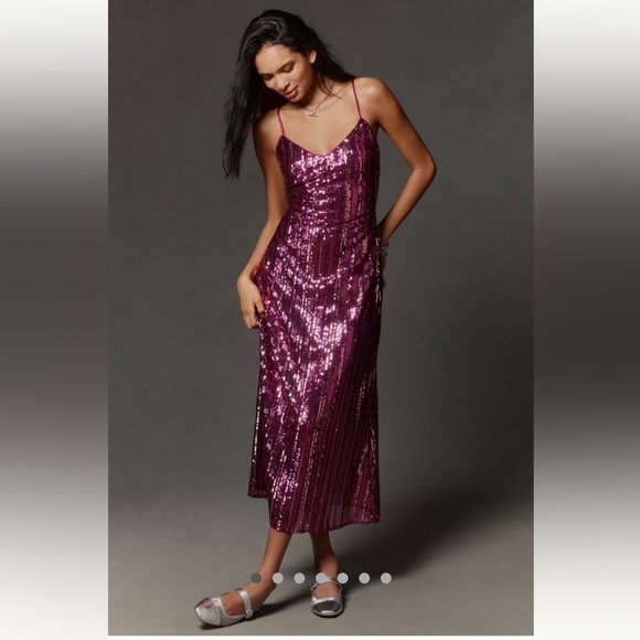 Anthropologie Dresses & Skirts - Anthropologie NWT Maeve Sleeveless Sequin Stripe Midi Dress size XS.